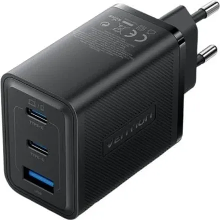 Cargador de Pared GaN Vention FERB0-EU/ 2xUSB Tipo-C/ 1xUSB/ 65W