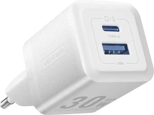 Adaptador AC Cargador GaN 1xUSB Tipo-C 1xUSB 30W