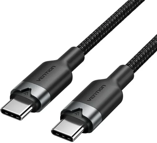 Cable USB 2.0 Tipo-C 3A Vention TRDBF/ USB Tipo-C Macho - USB Tipo-C Macho/ Hasta 60W/ 480Mbps/ 1m/ Negro