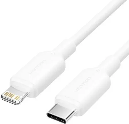 Cable USB 2.0 Tipo-C Lightning Vention LAKWH/ USB Tipo-C Macho - Lightning Macho/ Hasta 27W/ 480Mbps/ 2m/ Blanco