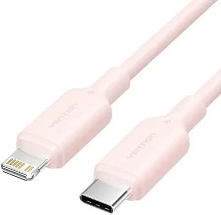 Cable USB 2.0 Tipo-C Lightning Vention LAKPF/ USB Tipo-C Macho - Lightning Macho/ Hasta 27W/ 480Mbps/ 1m/ Rosa