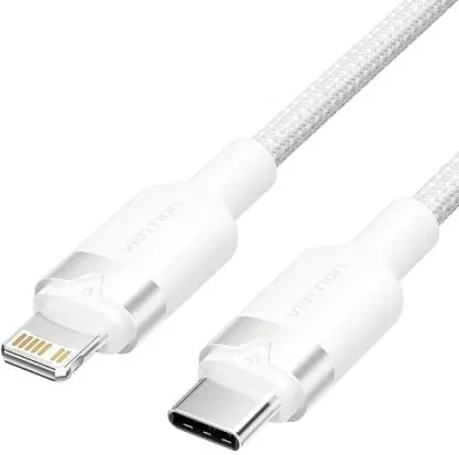 Cable USB Tipo-C Lightning Vention LALWF/ USB Tipo-C Macho - Lightning Macho/ 27W/ 480Mbps/ 1m/ Blanco