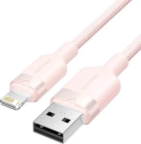 Cable 2.0 USB a Lightning Trenzado 1 M Rosa Vention