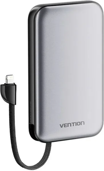 POWER BANK 10000mAh 20W CABLE TYPE-C/LIGHTNING NEGRO VENTION