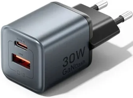 Cargador de Pared GaN Vention FEWH0-EU/ 1xUSB Tipo-C/ 1xUSB/ 30W