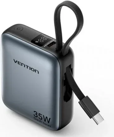 Powerbank 10000mAh Vention FHEH0/ 35W/ Gris/ Incluye Cable USB Tipo-C