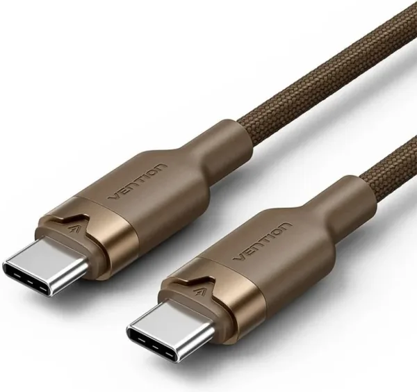 Cable USB 2.0 Tipo-C 3A Vention TRDJF/ USB Tipo-C Macho - USB Tipo-C Macho/ Hasta 60W/ 480Mbps/ 1m/ Oro Desierto