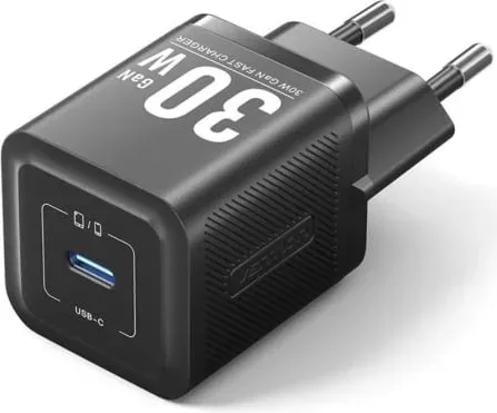 Cargador de Pared GaN Vention FEZB0-EU/ 1xUSB Tipo-C/ 30W