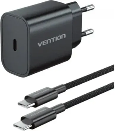 Cargador de Pared Vention G17B0-EU/ 1xUSB Tipo-C + Cable Lightning/ 20W