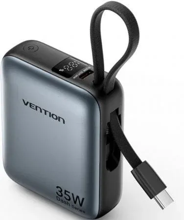 Powerbank 10000mAh Vention FHFH0/ 35W/ Gris/ Incluye Cable USB Tipo-C