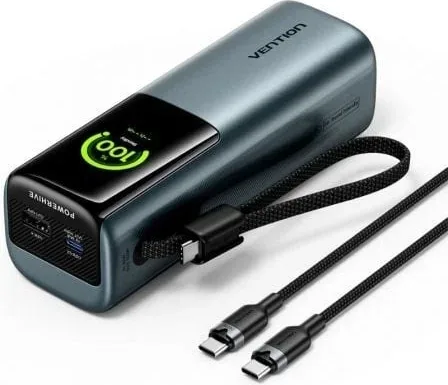 Powerbank 20000mAh Vention FKFH0/ 165W/ Gris/ Incluye Cable USB Tipo-C