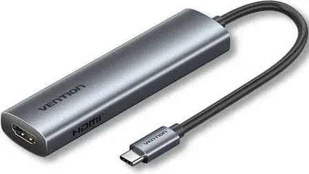 Docking USB Tipo-C Vention TGLHB/ 1xUSB Tipo-C/ 2xUSB/ 1xHDMI 4K/ 1xUSB Tipo-C PD/ Gris