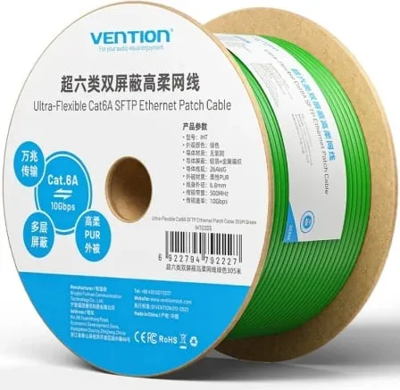 Bobina de Cable RJ45 SFTP Vention IHTG305 Cat.6A/ 305m/ Verde