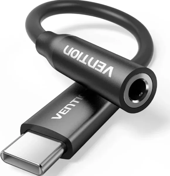 Adaptador Audio USB-C/M Jack 3.5/H 0.10 M Negro Vention