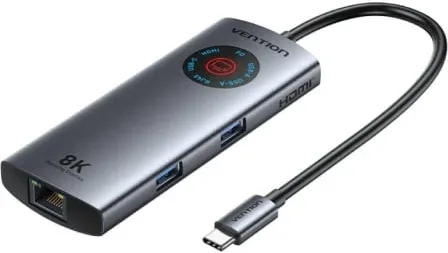 Docking USB Tipo-C Vention TQZHB/ RJ45/ 2xUSB/ 1xUSB Tipo-C/ 1xHDMI/ 1xUSB Tipo-C PD/ Gris