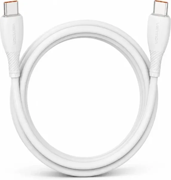 Cable USB 2.0 Tipo-C Vention TRWWF/ USB Tipo-C Macho - USB Tipo-C Macho/ Hasta 100W/ 480Mbps/ 1m/ Blanco