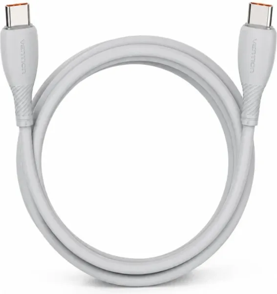 Cable USB 2.0 Tipo-C Vention TRWHF/ USB Tipo-C Macho - USB Tipo-C Macho/ Hasta 100W/ 480Mbps/ 1m/ Gris