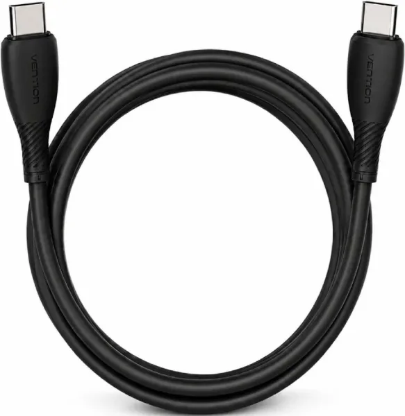 Cable USB 2.0 Tipo-C Vention TRVBF/ USB Tipo-C Macho - USB Tipo-C Macho/ Hasta 60W/ 480Mbps/ 1m/ Negro