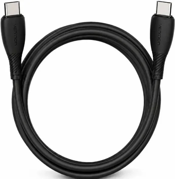 Cable USB 2.0 Tipo-C Vention TRVBH/ USB Tipo-C Macho - USB Tipo-C Macho/ Hasta 60W/ 480Mbps/ 2m/ Negro