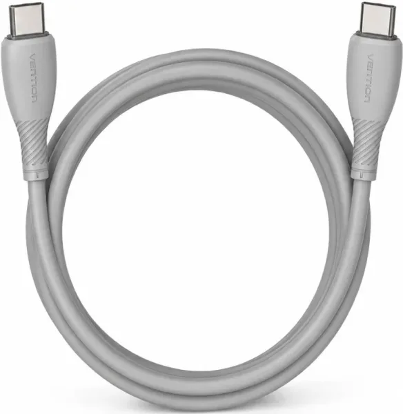Cable USB 2.0 Tipo-C Vention TRVHF/ USB Tipo-C Macho - USB Tipo-C Macho/ Hasta 60W/ 480Mbps/ 1m/ Gris