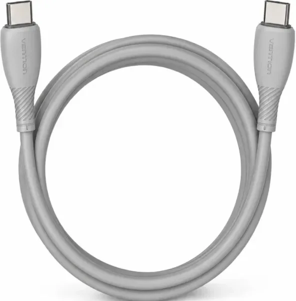 Cable USB 2.0 Tipo-C Vention TRVHH/ USB Tipo-C Macho - USB Tipo-C Macho/ Hasta 60W/ 480Mbps/ 2m/ Gris