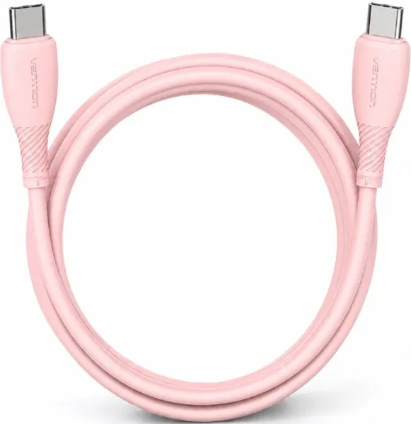 Cable USB 2.0 Tipo-C Vention TRVPF/ USB Tipo-C Macho - USB Tipo-C Macho/ Hasta 60W/ 480Mbps/ 1m/ Rosa