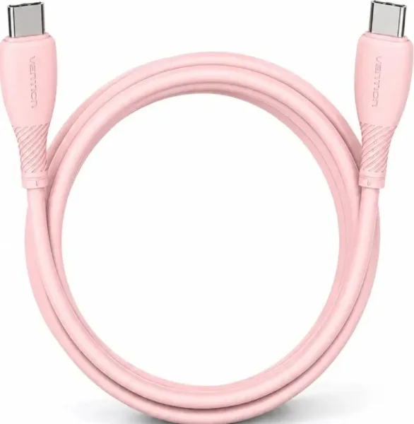 Cable USB 2.0 Tipo-C Vention TRVPH/ USB Tipo-C Macho - USB Tipo-C Macho/ Hasta 60W/ 480Mbps/ 2m/ Rosa