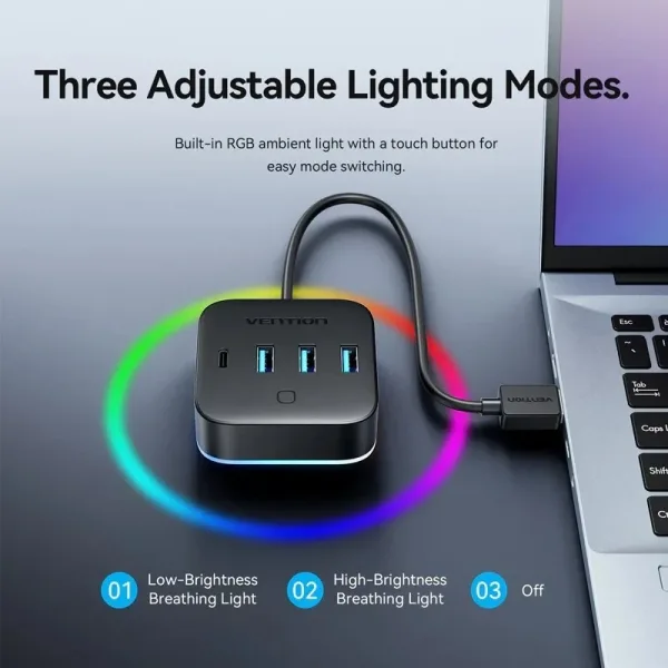 Hub USB 3.0 Vention CHZBD/ 3xUSB/ 1xUSB Tipo-C/ 1xUSB Tipo-C PD