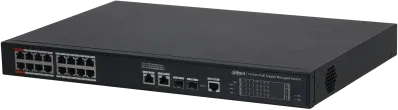 Dh-S4220-16Gt-190: Dahua Switch Gigabit Gestionable L2, 20 Puertos, 16 Rj45 10/100/1000M PoE + 2 Rj45 Gigabit + 2 Sfp 1G, 190W, PoE Watchdog, 250M PoE