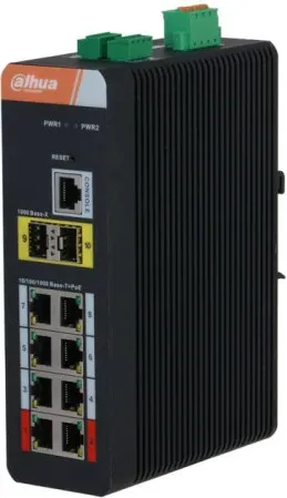 (DH-IS4210-8GT-120) DAHUA SWITCH INDUSTRIAL L2 GESTIONABLE POE 2.0 WATCHDOG 8 PUERTOS + 2 GIGABIT SFP