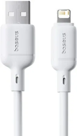Os-Baseus Silky Series Fast Charging Cable USB To IP 2.4A 1M Moon White
