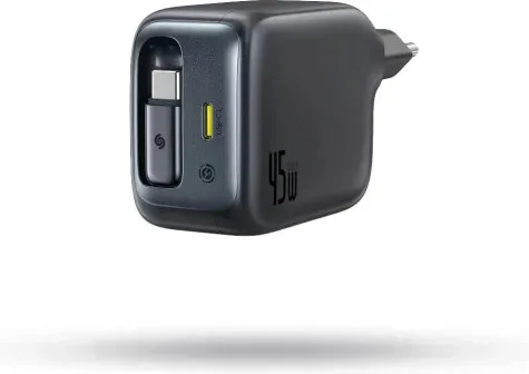 Os-Baseus Enercore Cj11 Fast Charger With Retractable Cable 2C 45W Eu Cosmic Black