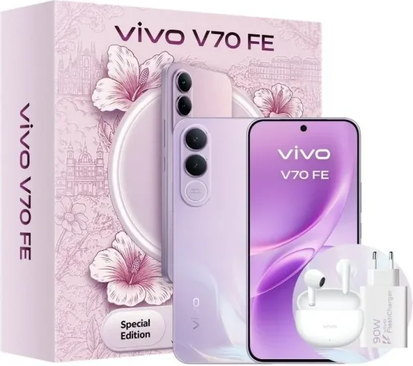 Smartphone Vivo V70 FE 8GB/ 512GB/ 6.83"/ 5G/ Púrpura/ Incluye Cargador + Auriculares