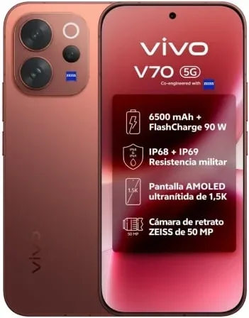 Smartphone Vivo V70 8GB/ 256GB/ 6.59"/ 5G/ Marrón