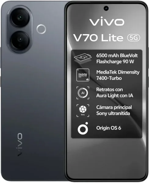 Smartphone Vivo V70 Lite 6GB/ 128GB/ 6.77"/ 5G/ Negro