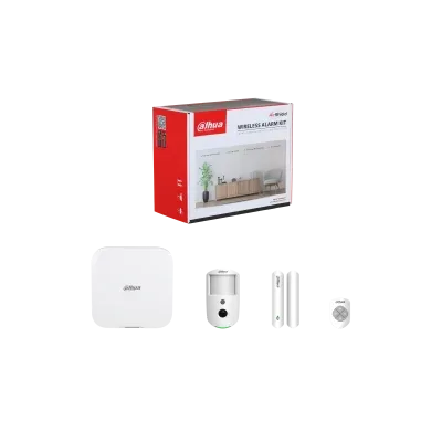 (Dhi-Art-Arc3800H-03-Cam-Fw2(868)-V3) Dahua Alarmas Kit de Alarma 4G, Incluye Panel de Control de 150 Dispositivos Via Radio, Pircam, Pulsador, Detector Pir,Contacto Magnetico