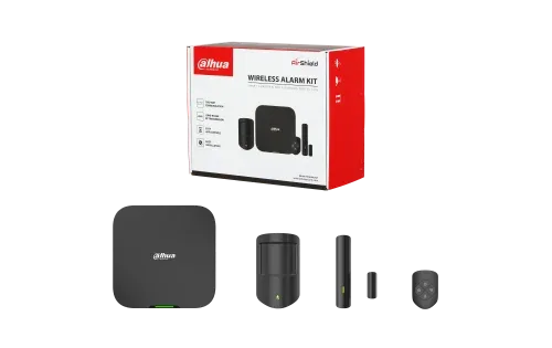 (Dhi-Art-Arc3800H-03-Cam-Fw2(868)-B-V3) Dahua Alarmas Kit de Alarma 4G, Incluye Panel de Control de 150 Dispositivos Via Radio, Pircam, Pulsador, Detector Pir,Contacto Magnetico - Color Negro