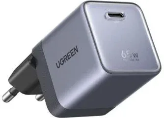 Ugreen Nexode Air 65W, Power For Laptop (65W Single-Port Gan Fast Charger + USB-C*1 / Gray + European Standard) "