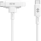Hyper Silicone USB-C To USB-C And Lightning Hybrid 60W Cable - White