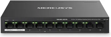Mercusys MS110P switch Gestionado Fast Ethernet (10/100) Energía sobre Ethernet (PoE) Negro