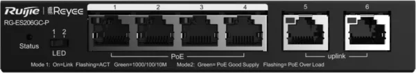 SWITCH RUIJIE REYEE RG-ES206GC-P GIGALAN 6p CLOUD PoE