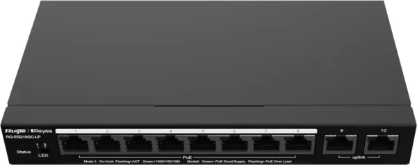SWITCH RUIJIE REYEE RG-ES210GC-LP GIGALAN 10p PoE 70w