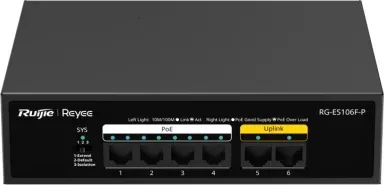 Switch Ruijie Unmanaged 8 Puertos Gigabit PoE 1 Sfp Black