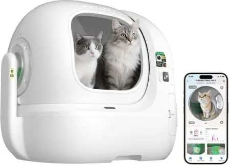 Arenero para Gatos Autolimpiable PetKit PuroBot Max Pro 2/ 76L/ Control desde APP/ Blanco