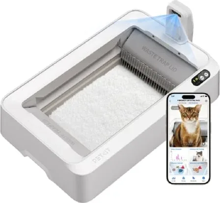 Arenero para Gatos Autolimpiable PetKit PuroBot Crystal Duo con Cámara/ Control desde APP/ Blanco