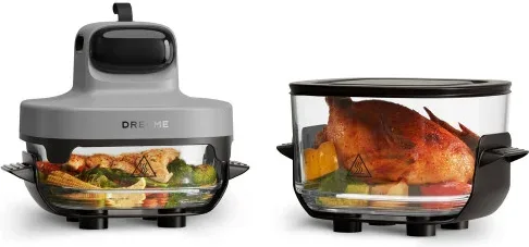 Dreame Tasti Sencillo Independiente 1500 W Freidora de aire caliente Negro, Transparente, Blanco