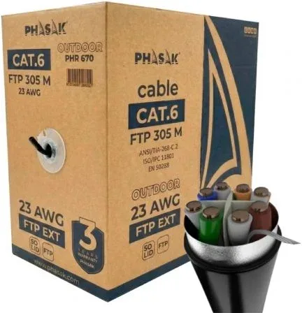 Bobina de Cable RJ45 FTP Phasak PHR 670 Cat.6/ 305m/ Gris Oscuro