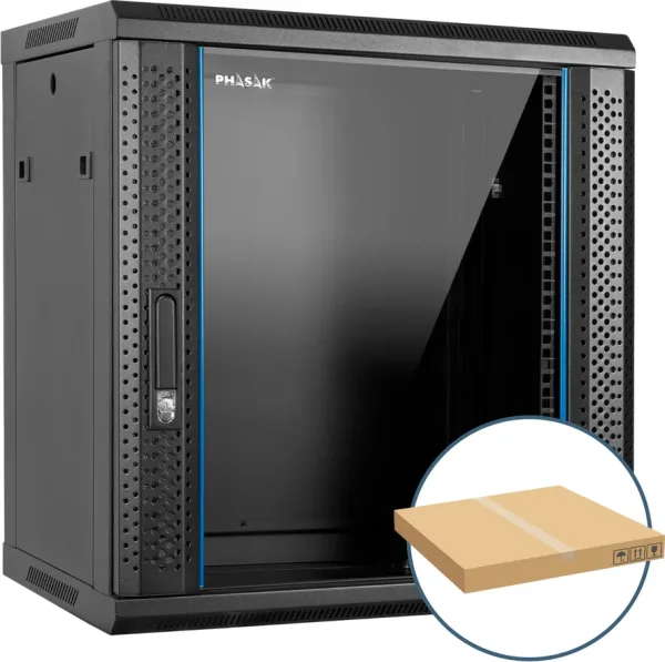 Armario rack mural 19 pulgadas phasak pro 12u 600x450 desmontado (envio flat pack) (incluyen 2 vent bolsa tornilleria) pho 2112d