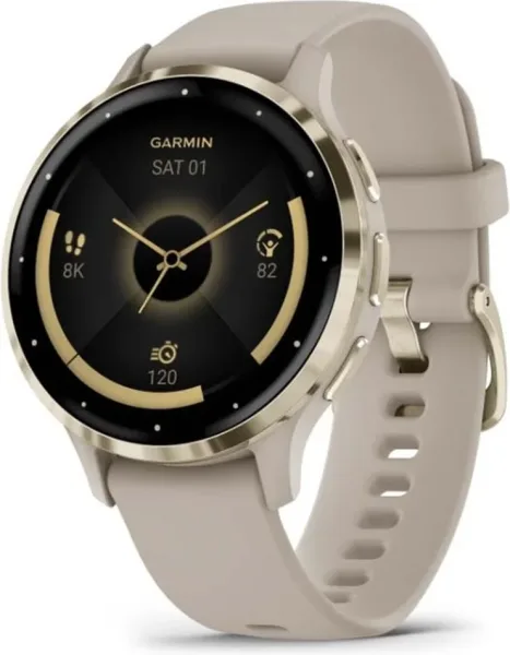 Garmin venu 3s - smartwatch premium con GPS - amoled - funciónes avanzadas de salud y forma física - más de 30 aplicaciónes deportivas - 10 días de autónomía - beige gold