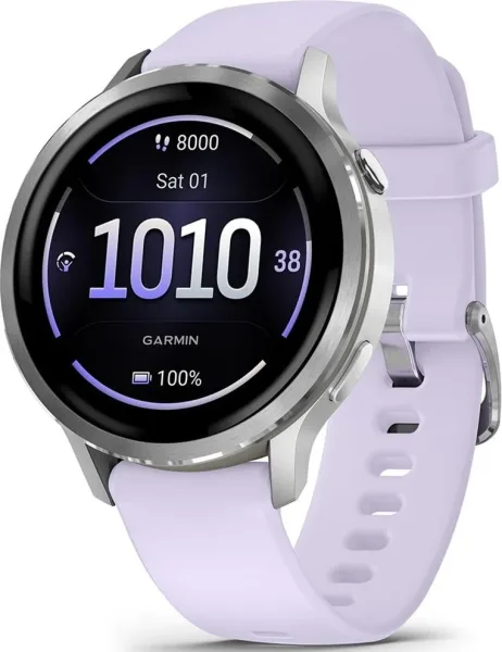 Garmin venu 4 Bluetooth WiFi GPS 41mm amoled morado correa silicona resistencia agua 5atm spo2 pulsómetro monitor sueño